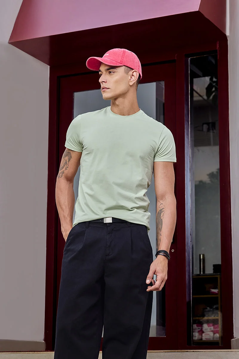 SNITCH Slim Fit Stretch Core Lab Green T-Shirt